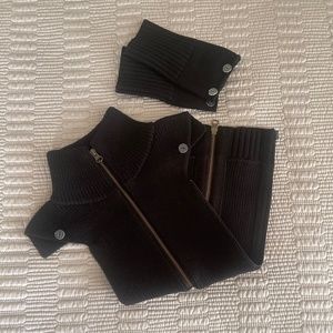 Veronica Beard Black Wool Uptown Dickey + Cuffs sz O/S